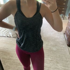 LULULEMON Grey Tank W/ Built In Sports Bra- Size 4